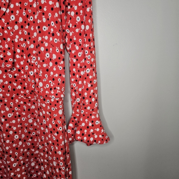 Boden Michaela Jersey Ruffle 3/4 Sleeve Dress in Rosehip Daisy Ditsy US Size 8 - Picture 6 of 16